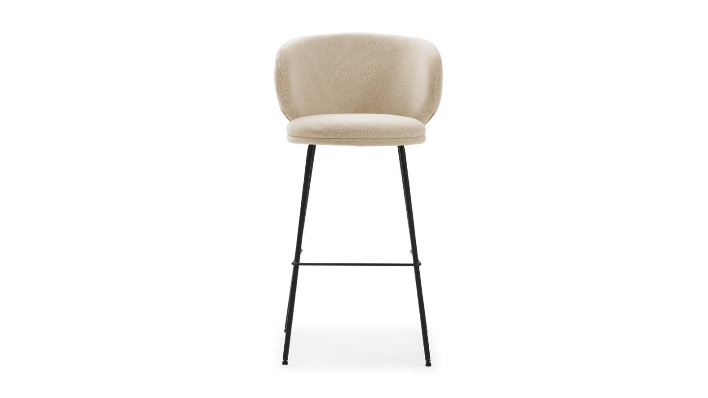 Lot de 2 tabourets de bar en tissu beige - Cocoon