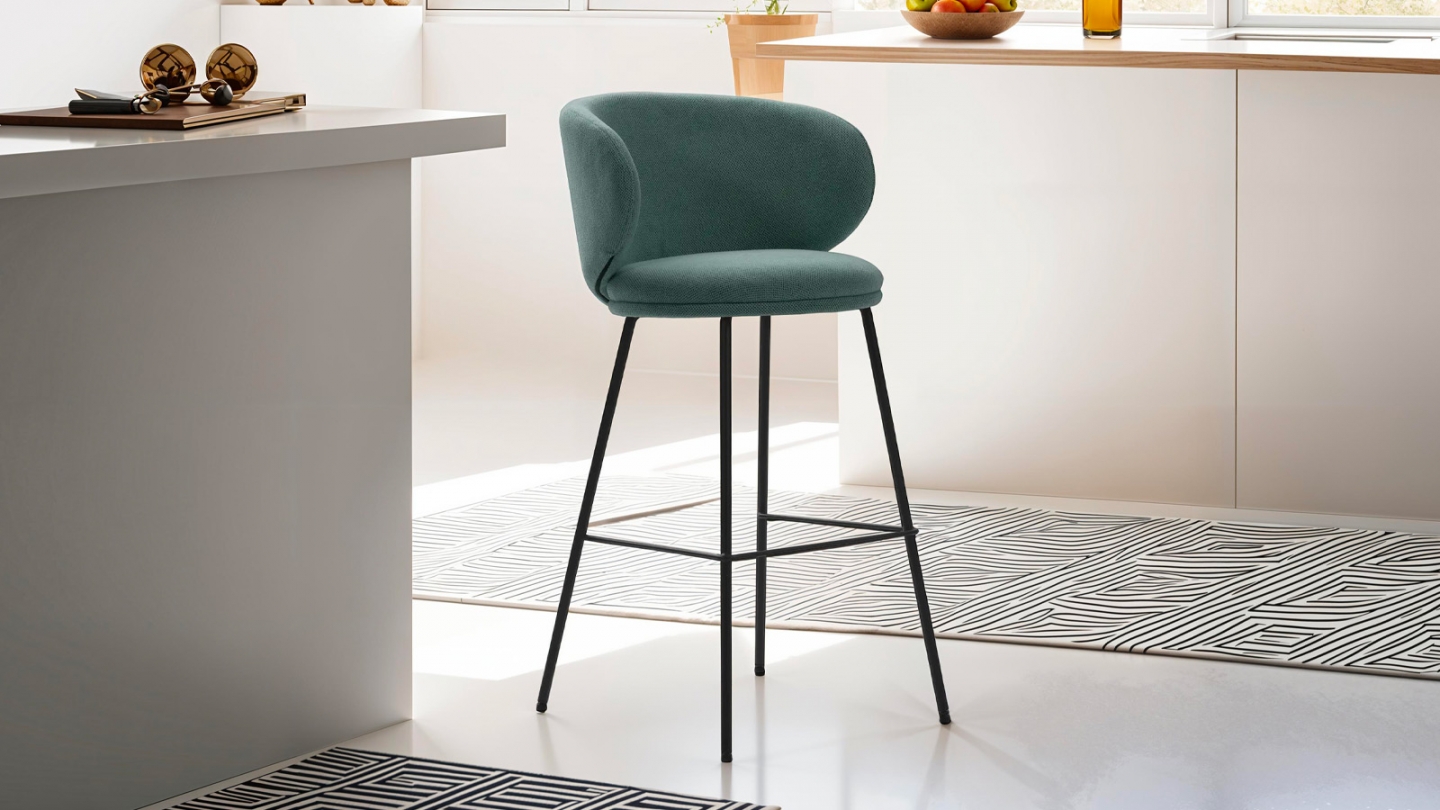 Lot de 2 tabourets de bar en tissu vert - Cocoon