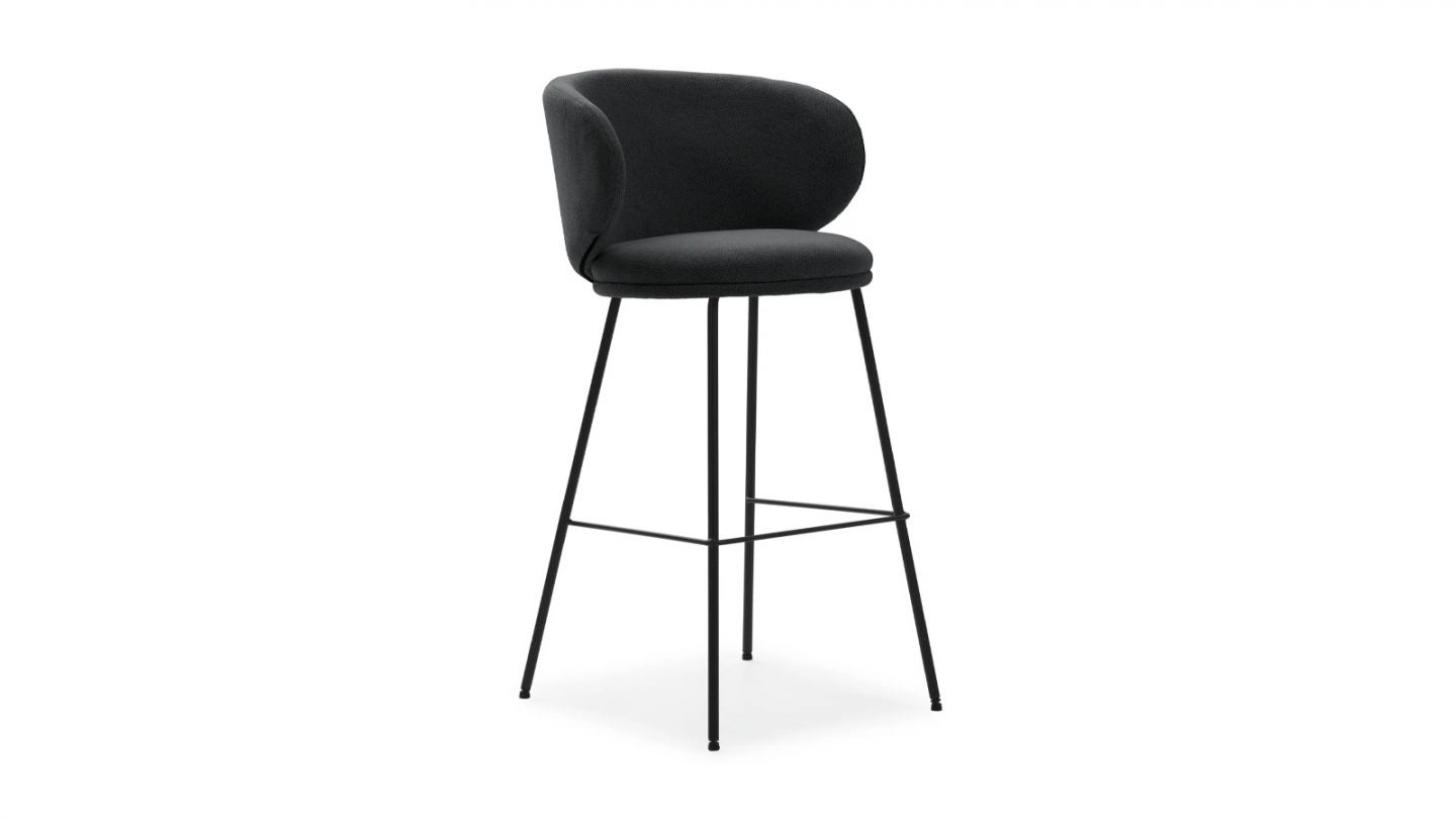 Lot de 2 tabourets de bar en tissu gris foncé - Cocoon