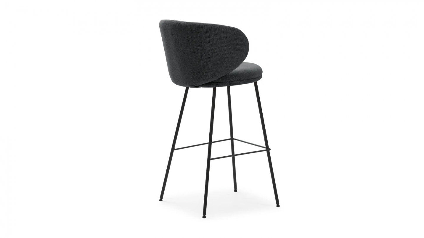 Lot de 2 tabourets de bar en tissu gris foncé - Cocoon