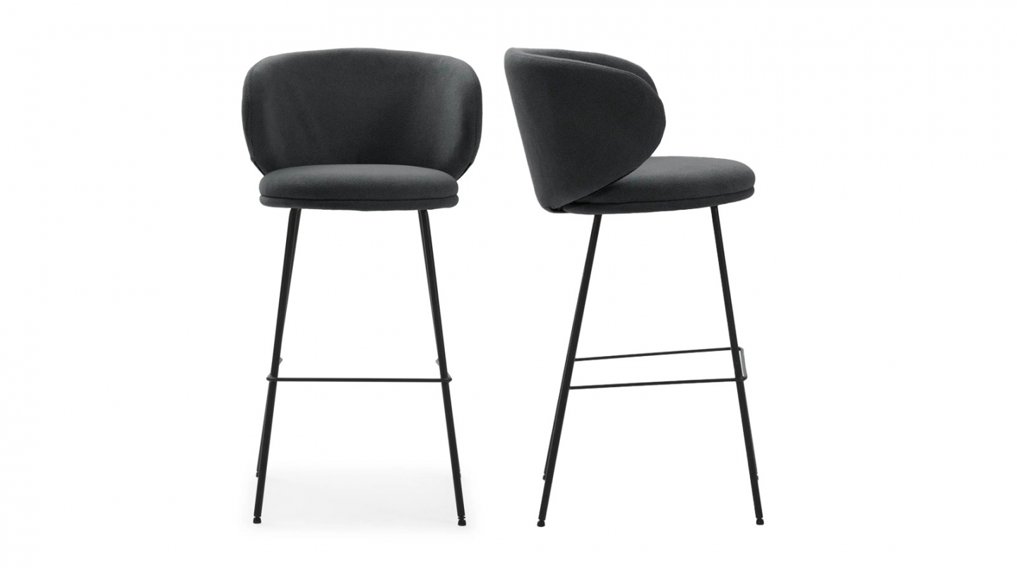 Lot de 2 tabourets de bar en tissu gris foncé - Cocoon