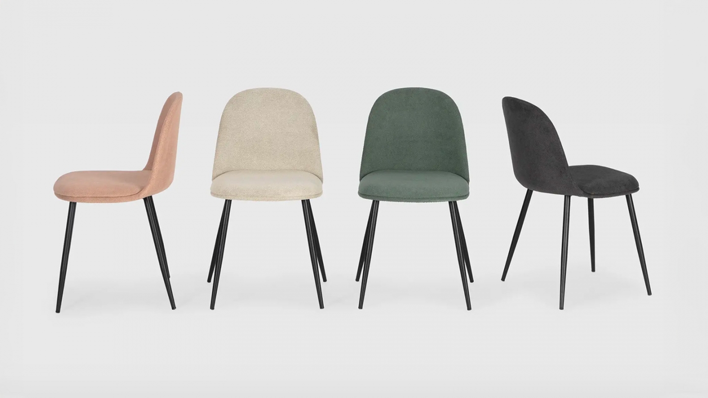Lot de 4 chaises en tissu beige - Haven