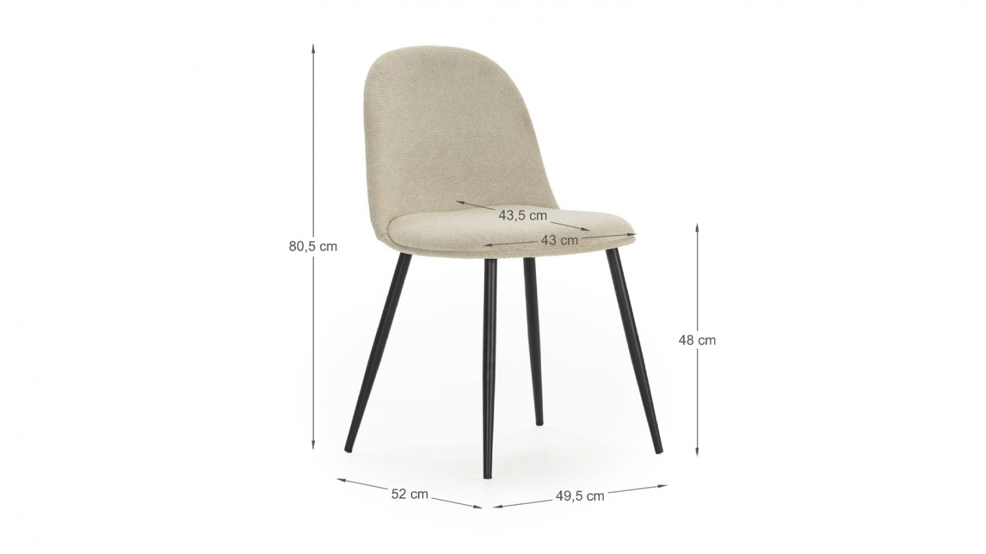 Lot de 4 chaises en tissu beige - Haven
