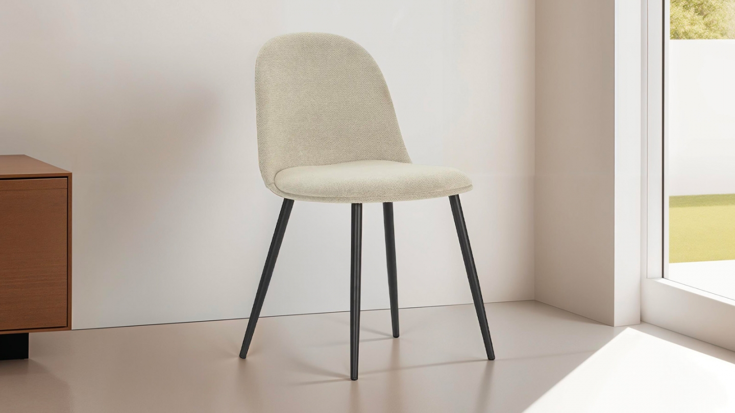 Lot de 4 chaises en tissu beige - Haven