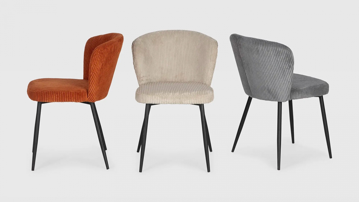Lot de 4 chaises en velours côtelé beige - Klara