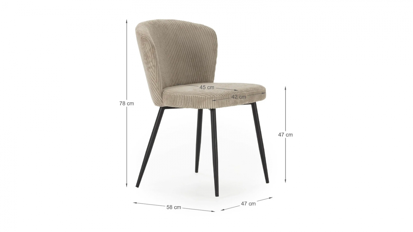 Lot de 4 chaises en velours côtelé beige - Klara