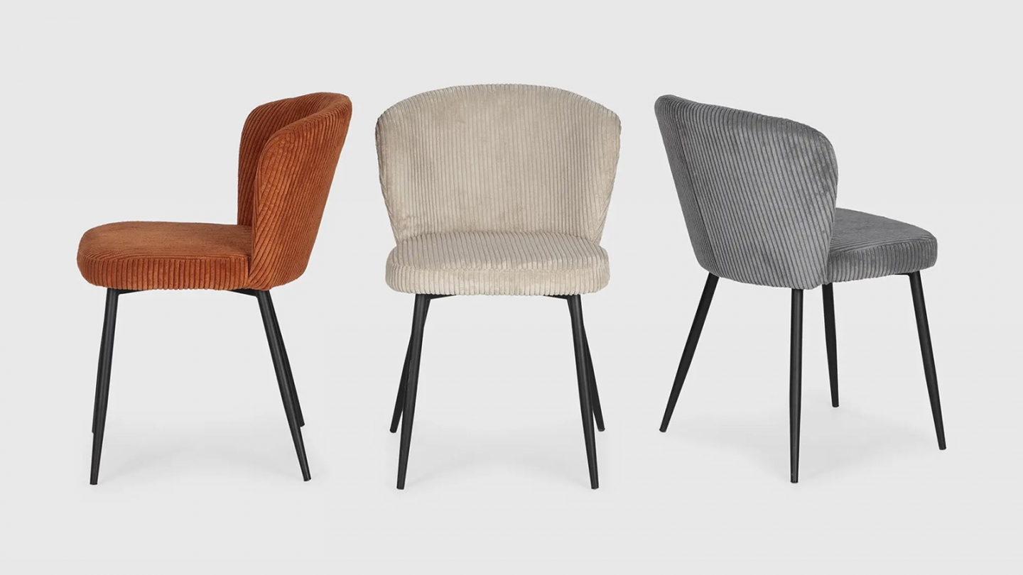 Lot de 4 chaises en velours côtelé rouille - Klara