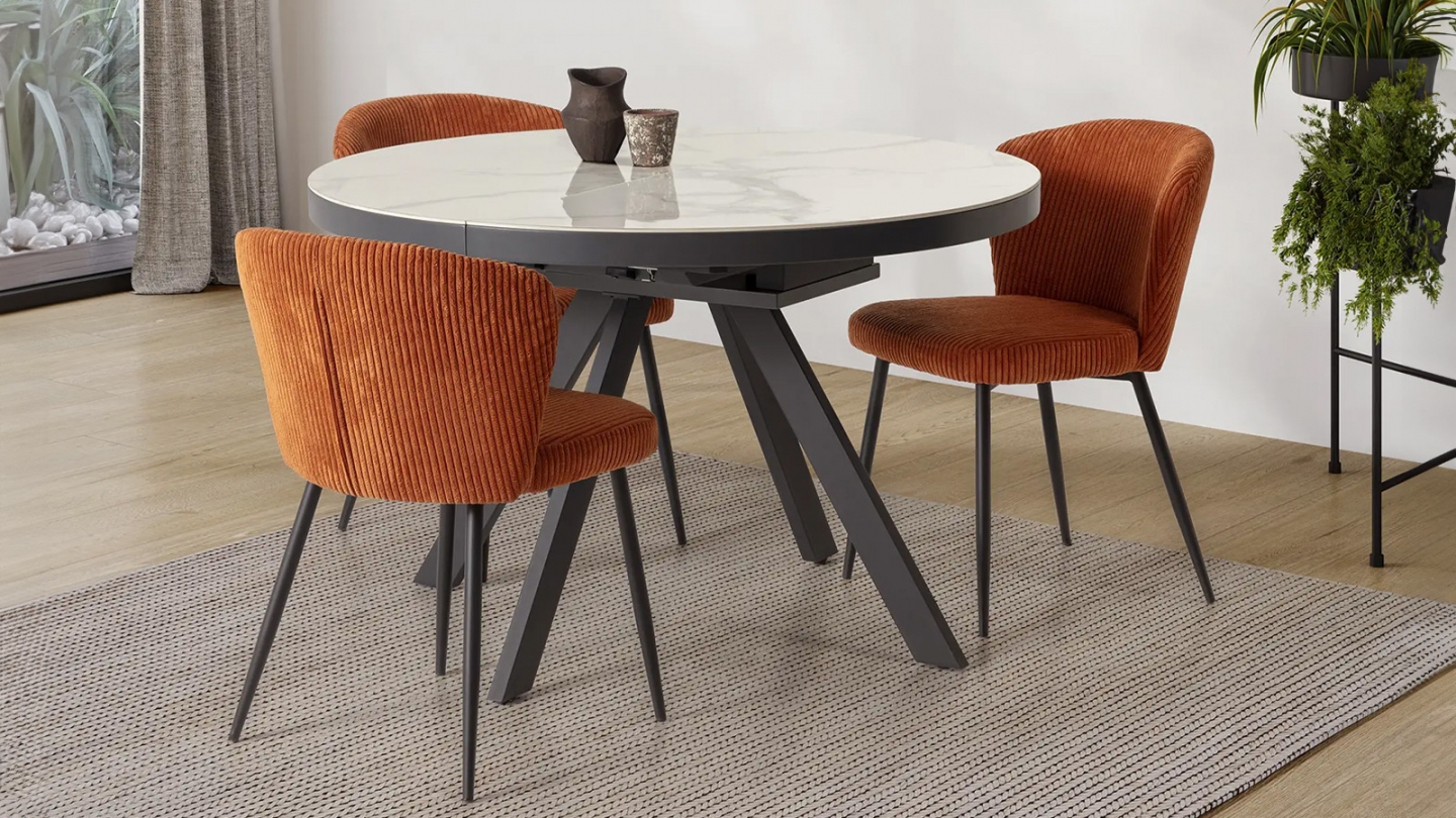 Lot de 4 chaises en velours côtelé rouille - Klara