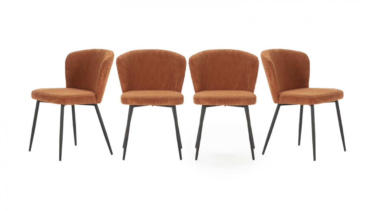 Lot de 4 chaises en velours côtelé rouille - Klara