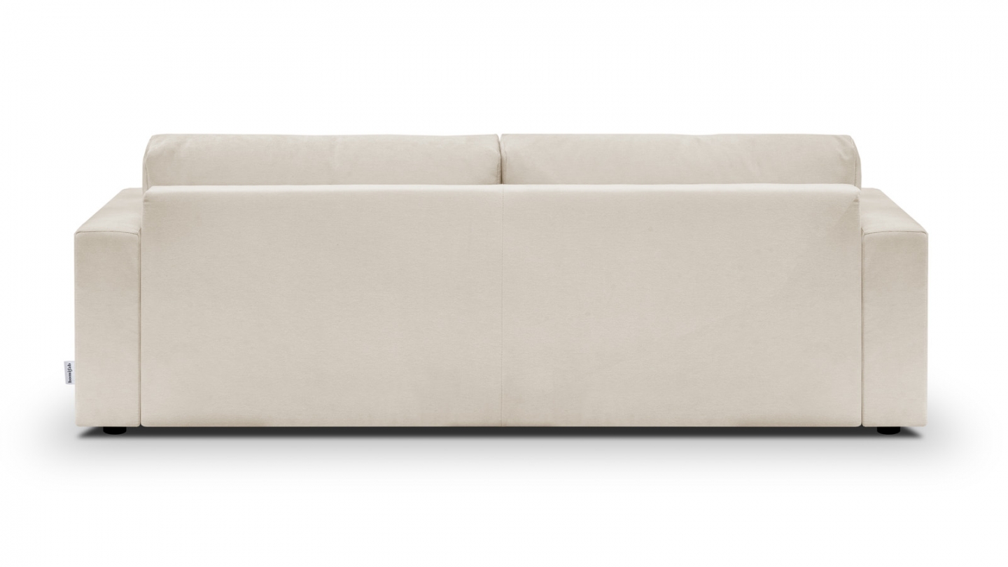 Canapé convertible 3 places en tissu chenille beige - Robin
