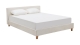 Lit adulte 140x190 cm avec tête de lit capitonnée en tissu bouclé beige - Milo