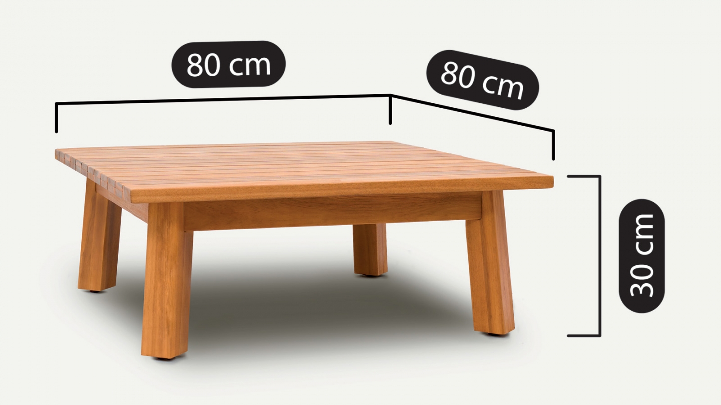 Table basse de jardin carrée en bois FSC - Palau