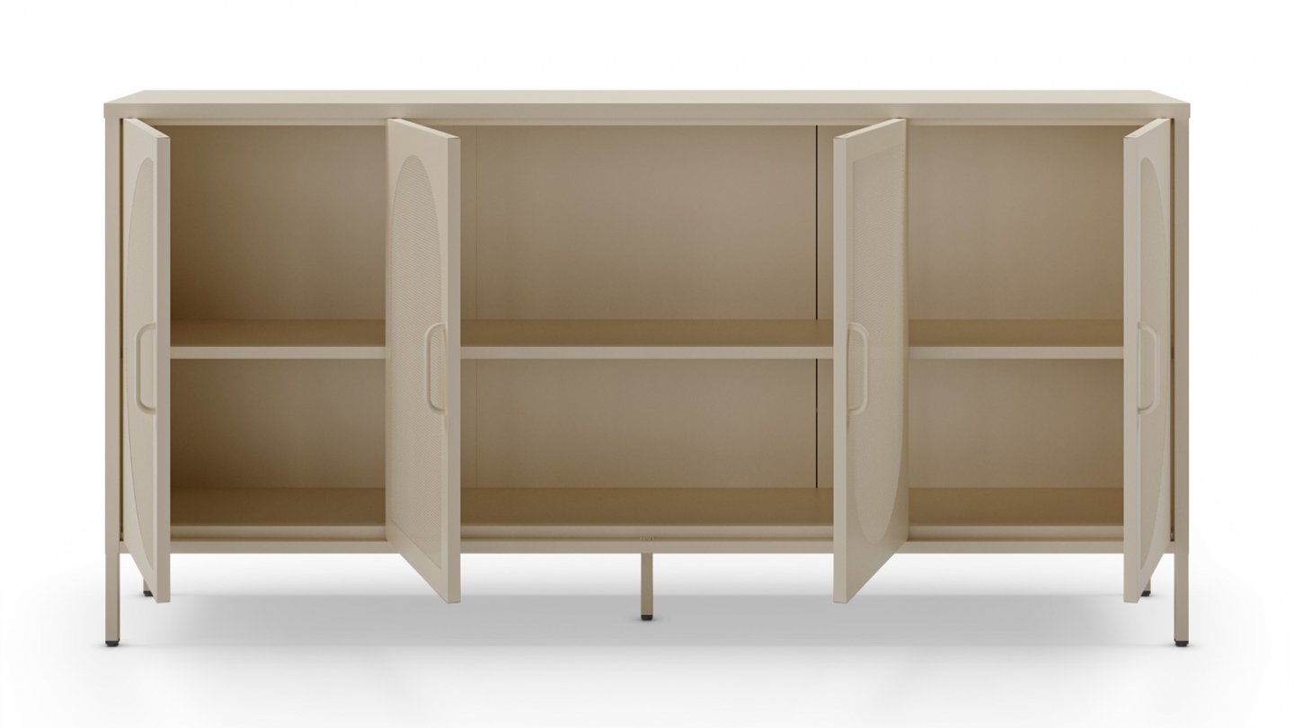 Buffet 4 portes en métal beige 160 cm - Inoa