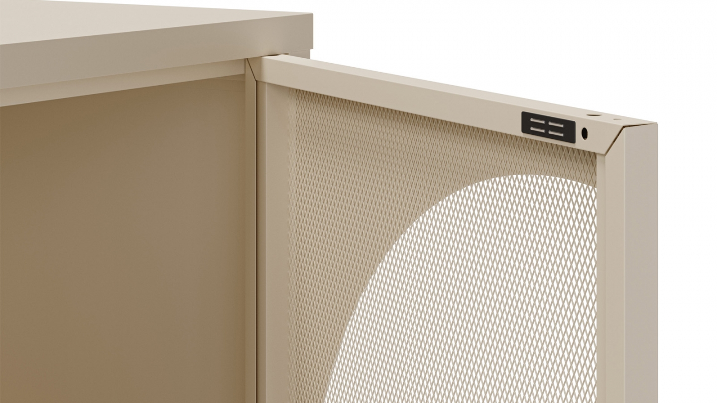 Buffet 4 portes en métal beige 160 cm - Inoa