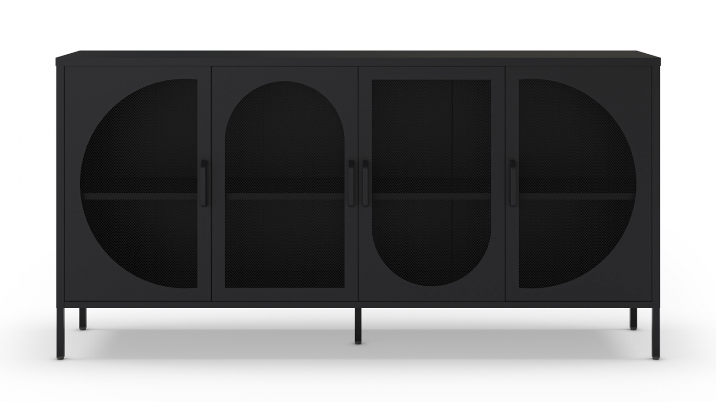 Buffet 4 portes en métal noir 160 cm - Inoa