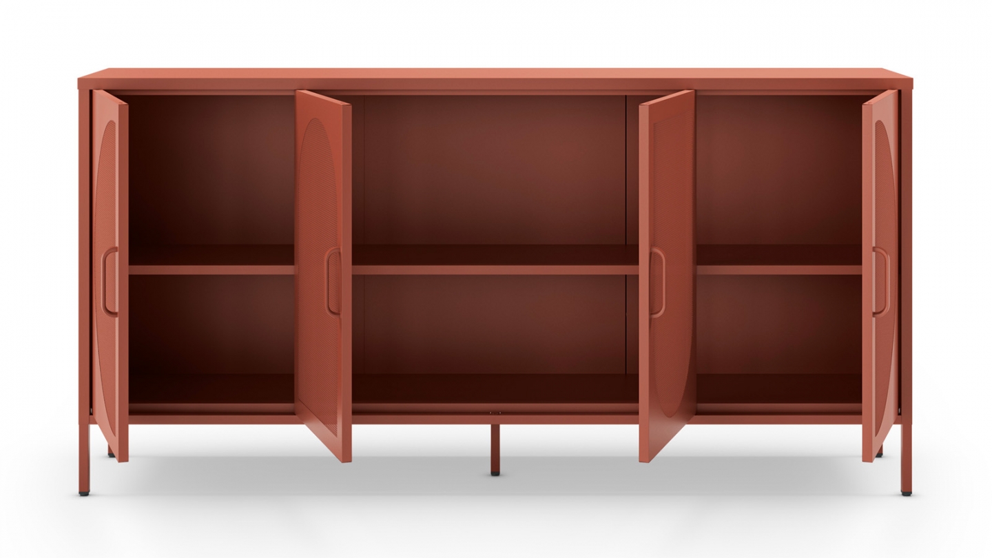 Buffet 4 portes en métal terracotta 160 cm - Inoa