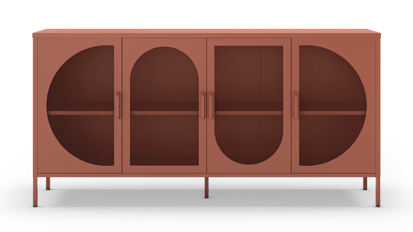 Buffet 4 portes en métal terracotta 160 cm - Inoa