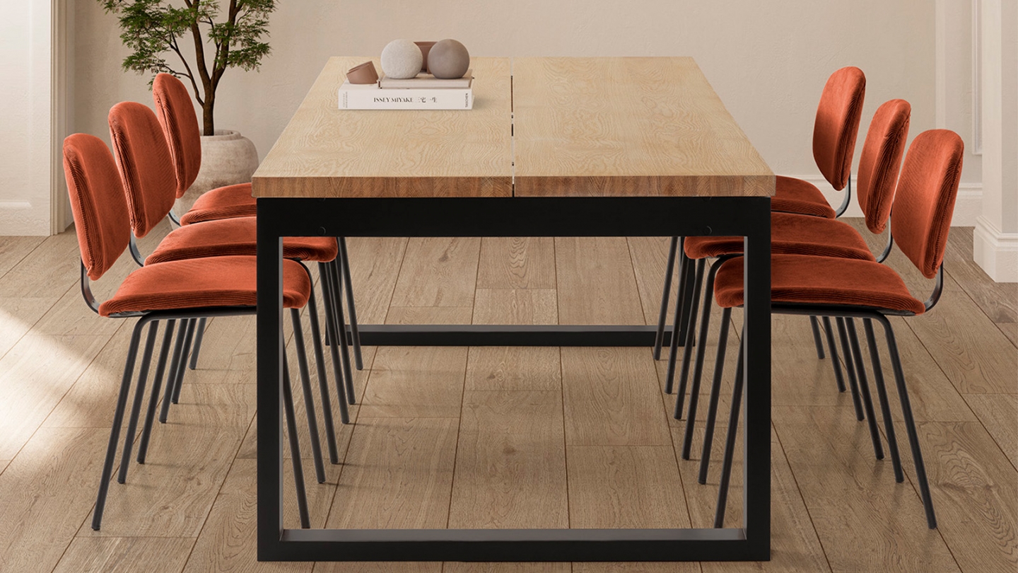 Table à manger rectangulaire en bois, piètement noir, 220 cm - Line