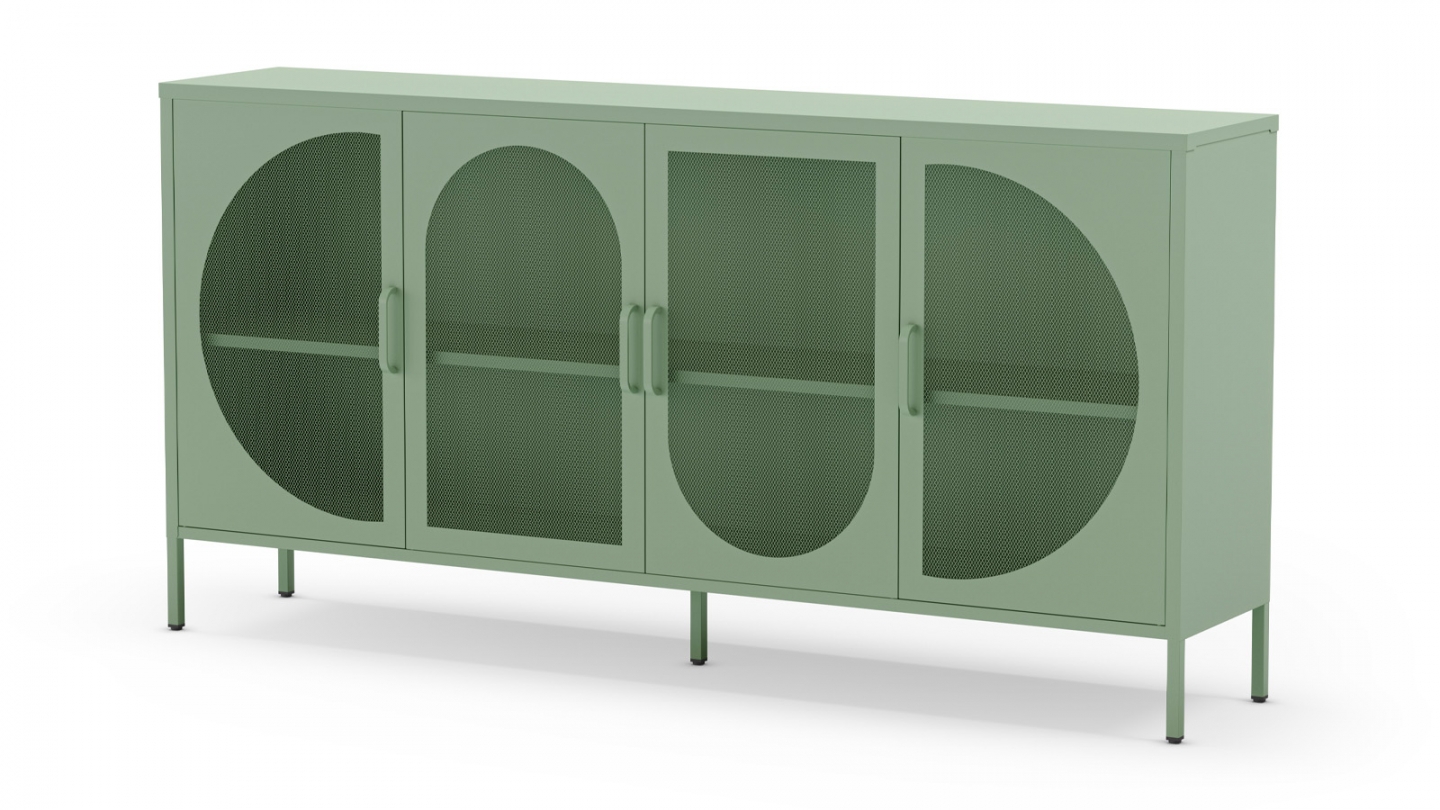 Buffet 4 portes en métal vert clair 160 cm - Inoa