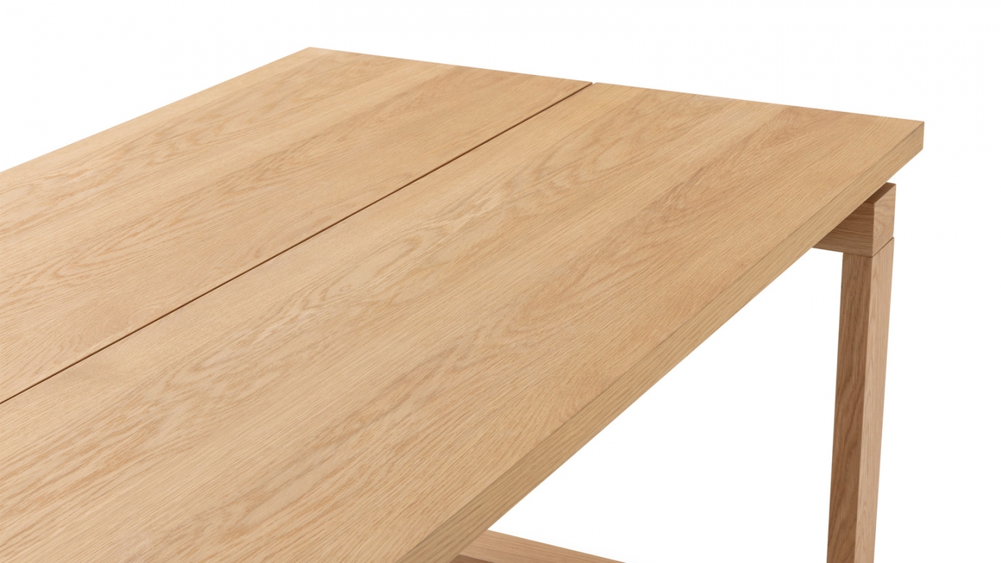 Table à manger rectangulaire en bois, piètement couleur chêne, 220 cm - Line