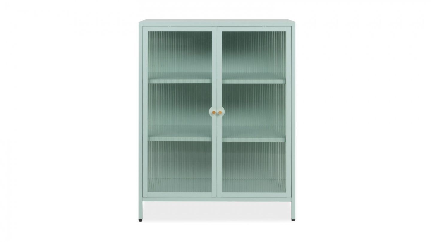 Buffet haut 2 portes vitrées vert menthe - Mick