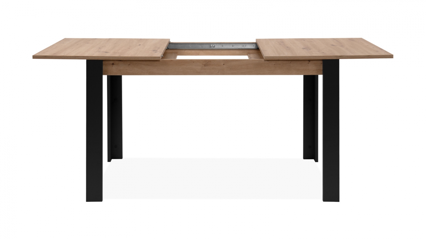 Table à manger extensible noir et effet chêne 4 à 6 personnes 100/150 cm - Ted Table à manger extensible noir et effet chêne 4 à 6 personnes 100/150 cm - Ted