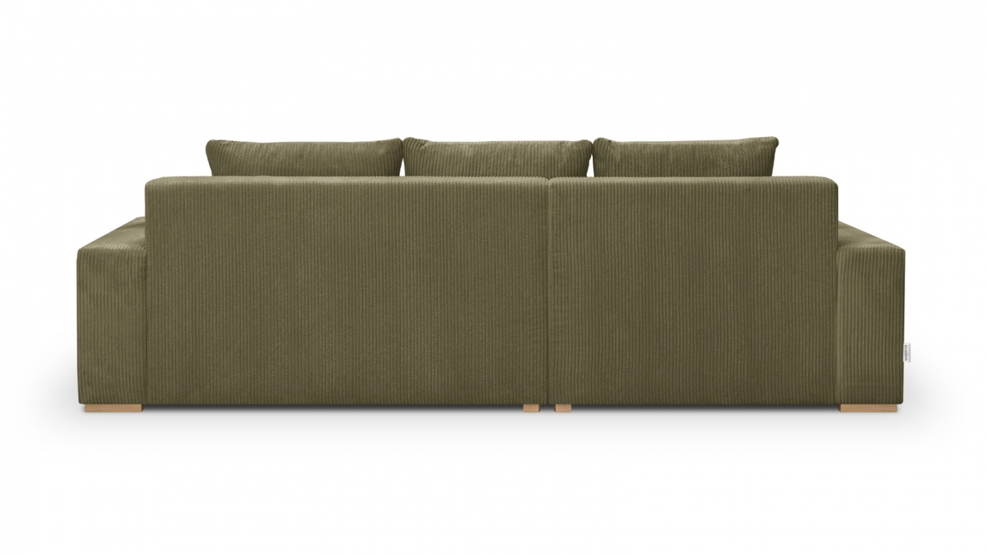 Canapé d'angle à droite convertible 3/4 places en velours côtelé vert kaki - Nyssa Canapé d'angle à droite convertible 3/4 places en velours côtelé vert kaki - Nyssa