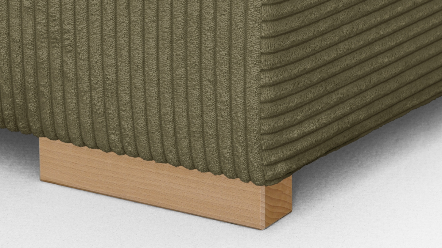 Canapé d'angle à droite convertible 3/4 places en velours côtelé vert kaki - Nyssa Canapé d'angle à droite convertible 3/4 places en velours côtelé vert kaki - Nyssa