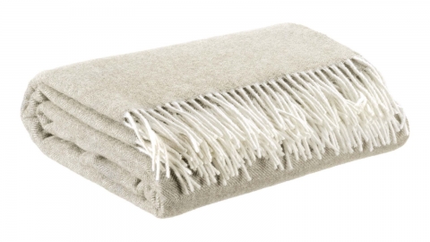 Plaid en laine beige nuage 130 x 190 - Carina