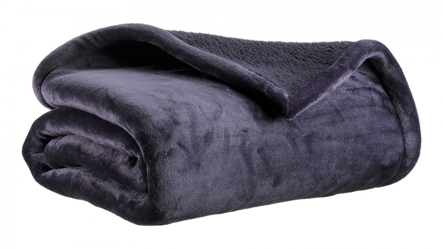 Maxi plaid doux bleu marine 180 x 220 cm - Michka
