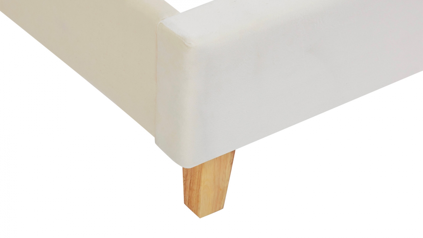 Lit adulte 180x200 cm avec tête de lit capitonnée en velours beige - Milo