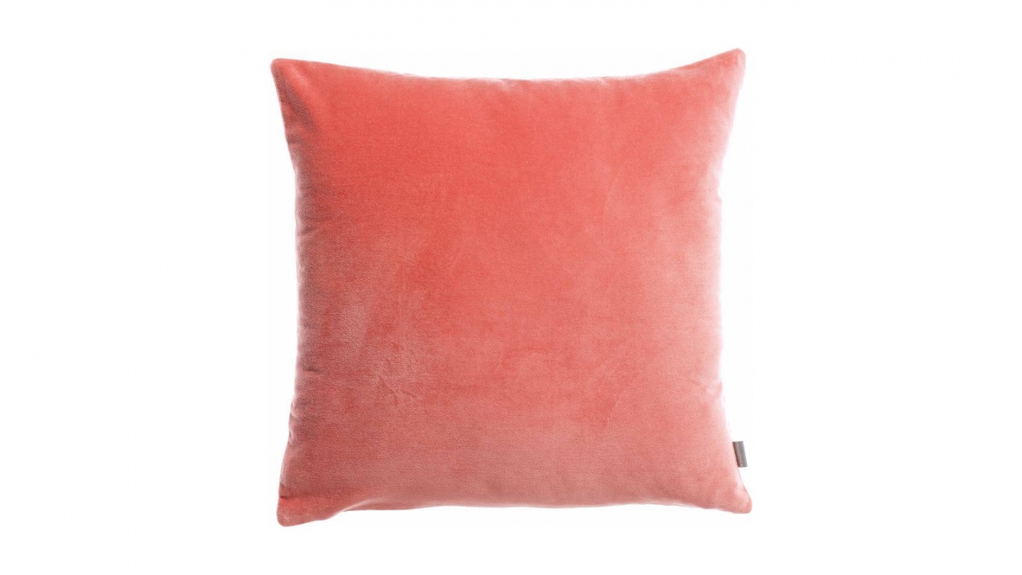 Coussin en velours orange pêche 45 x 45 cm - Elise