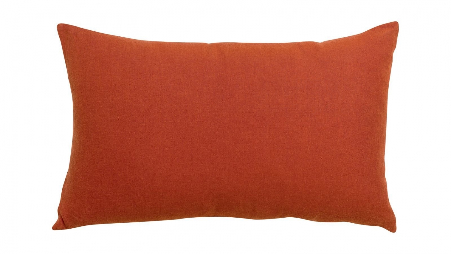 Coussin lin et coton orange rooibos 40 x 65 cm - Zeff