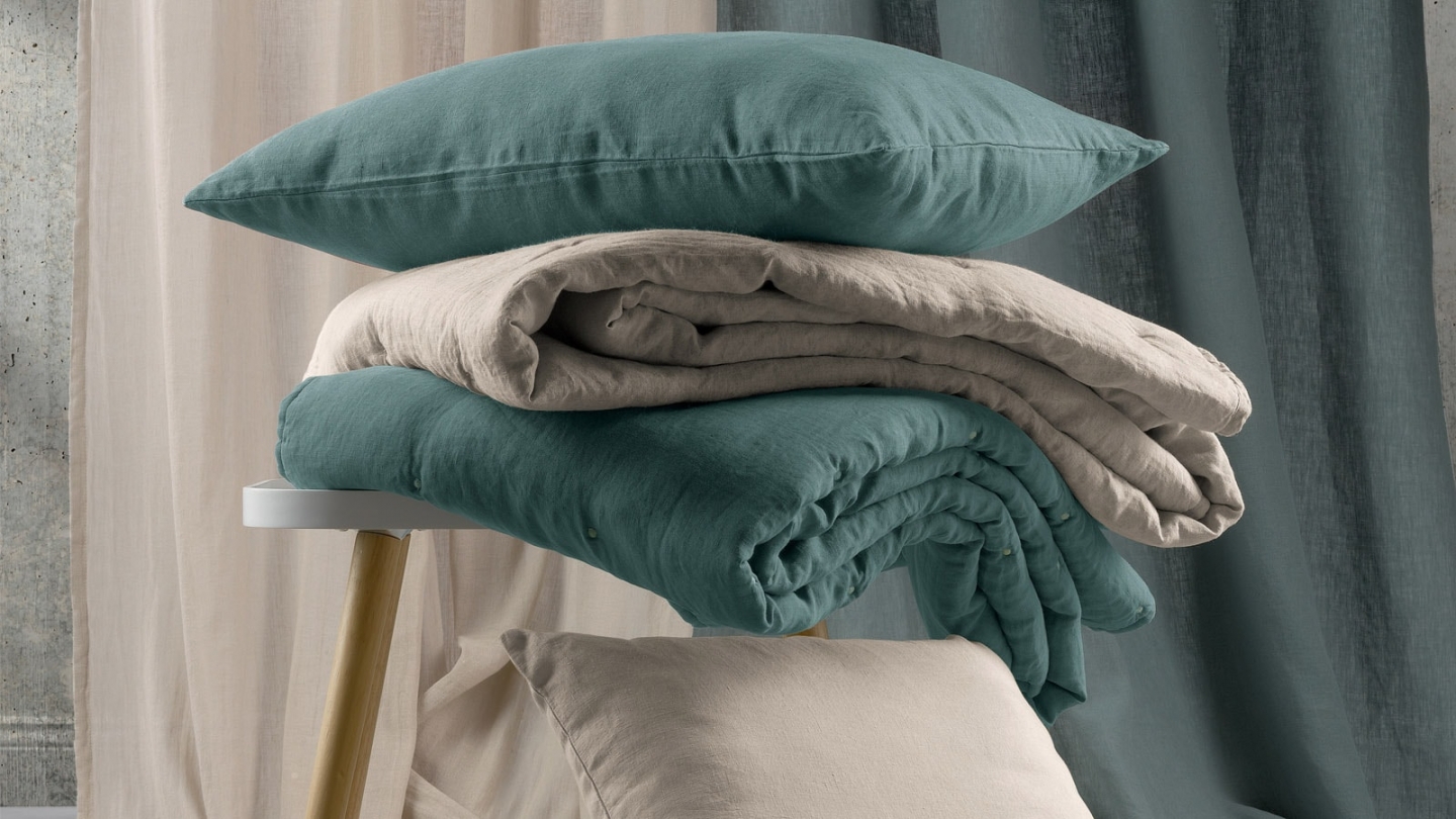 Coussin lin et coton bleu Prusse 40 x 65 cm - Zeff
