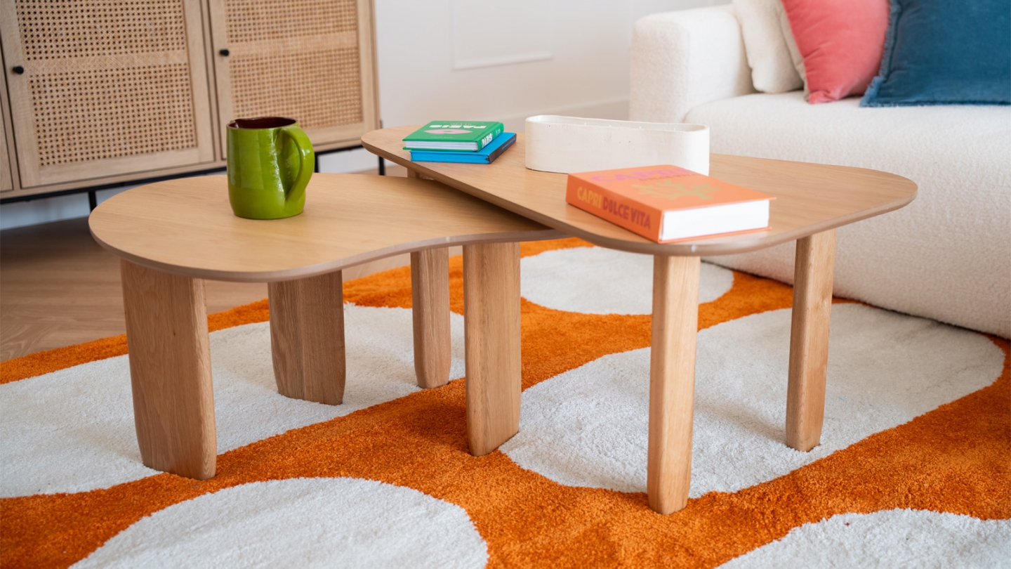 Table basse organique en bois placage chêne 100 cm - Galia