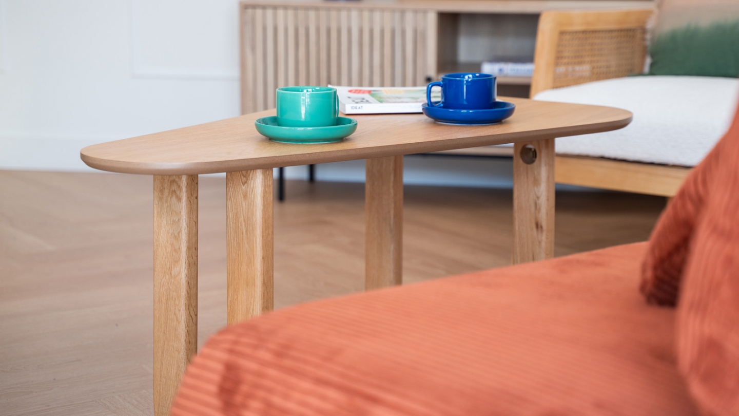 Table basse organique en bois placage chêne 100 cm - Galia