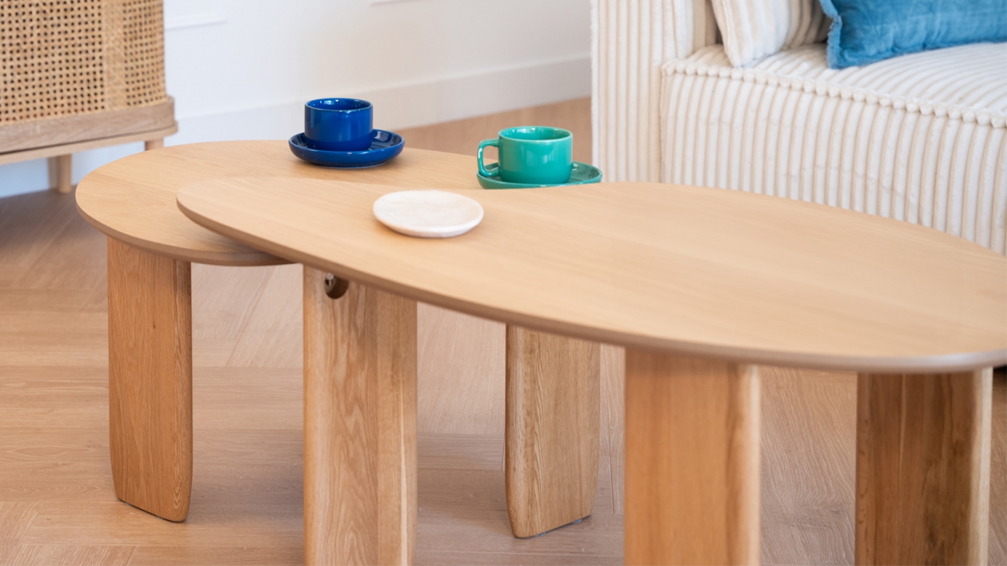 Table basse organique en bois placage chêne 100 cm - Aria