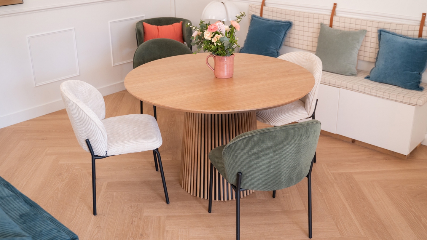 Table à manger ronde en bois 4 personnes - diamètre 120 cm - Ada