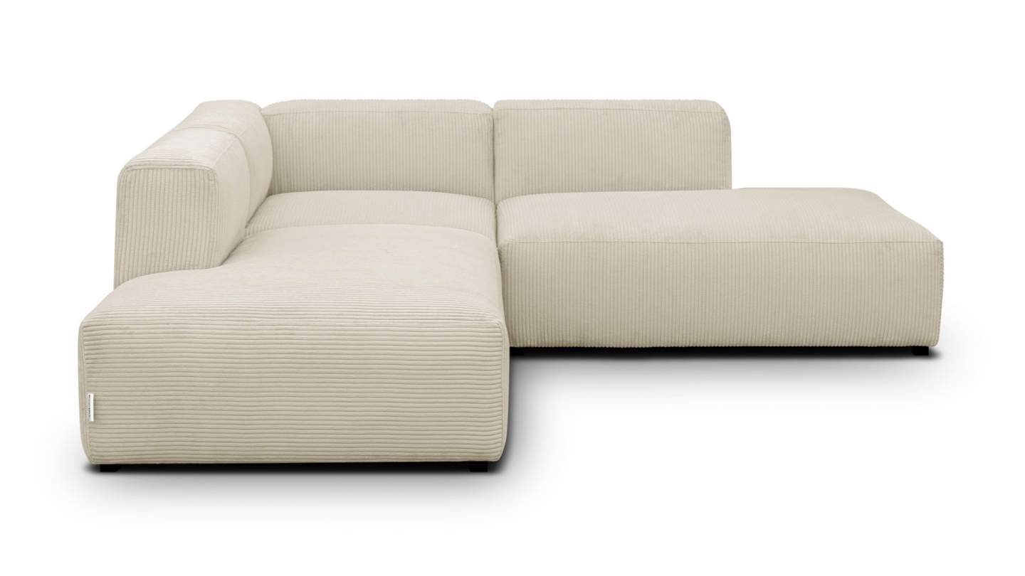 Canapé d'angle modulable réversible 5 places en velours côtelé beige - Modulo