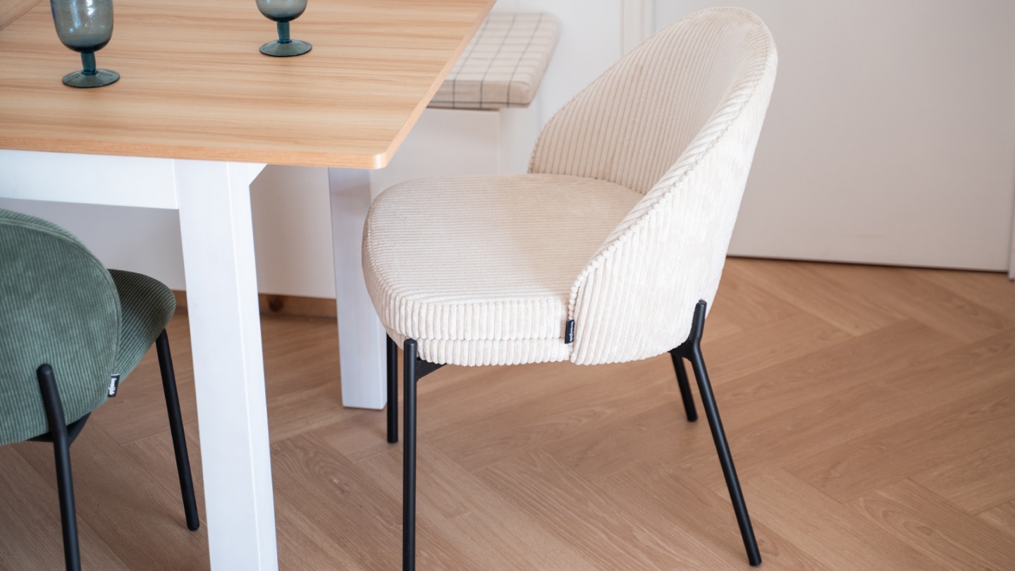 Lot de 2 chaises en velours côtelé beige - Cloé
