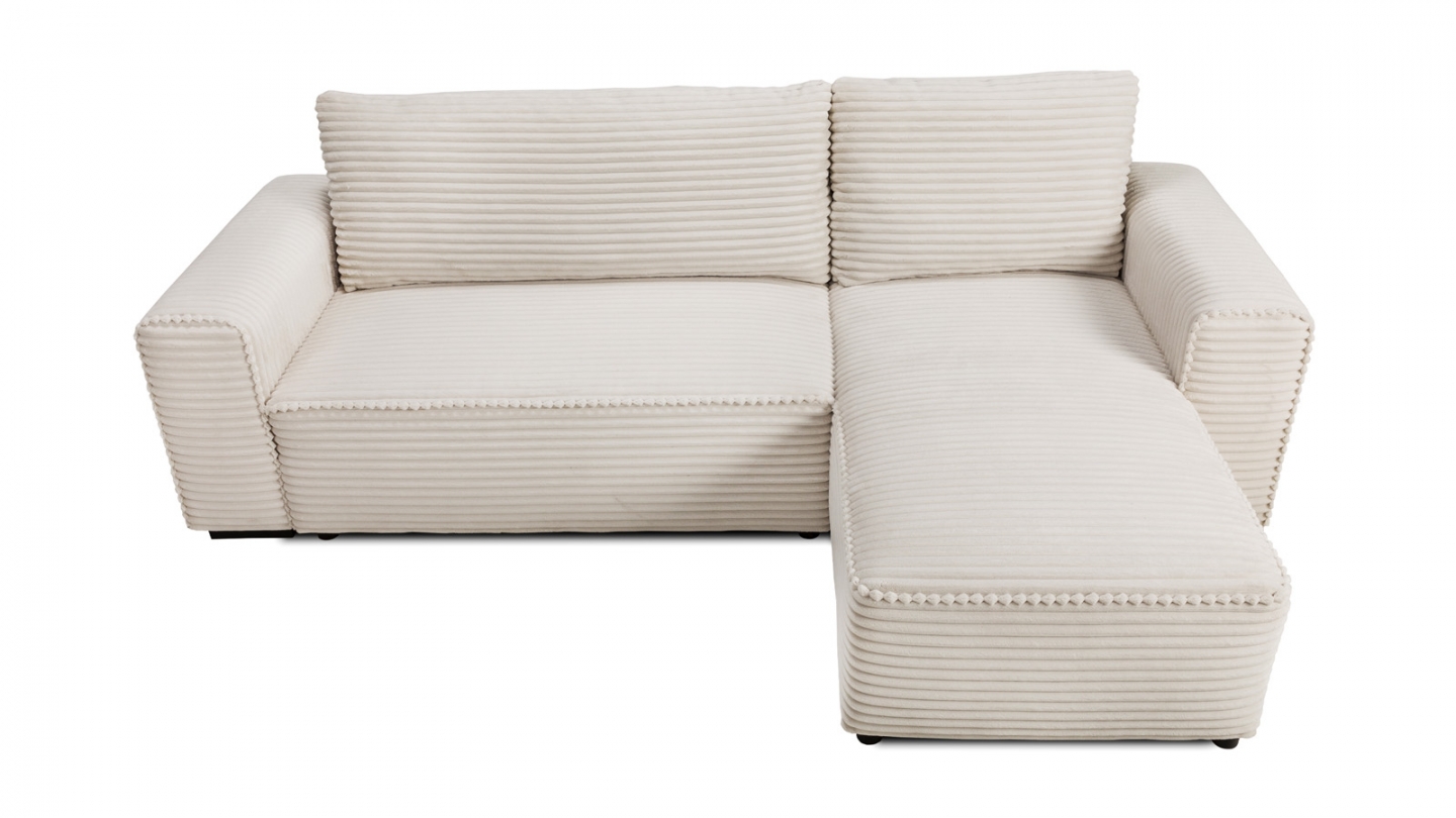 Canapé d'angle convertible réversible 3/4 places en velours gros côtelé beige - Farrow