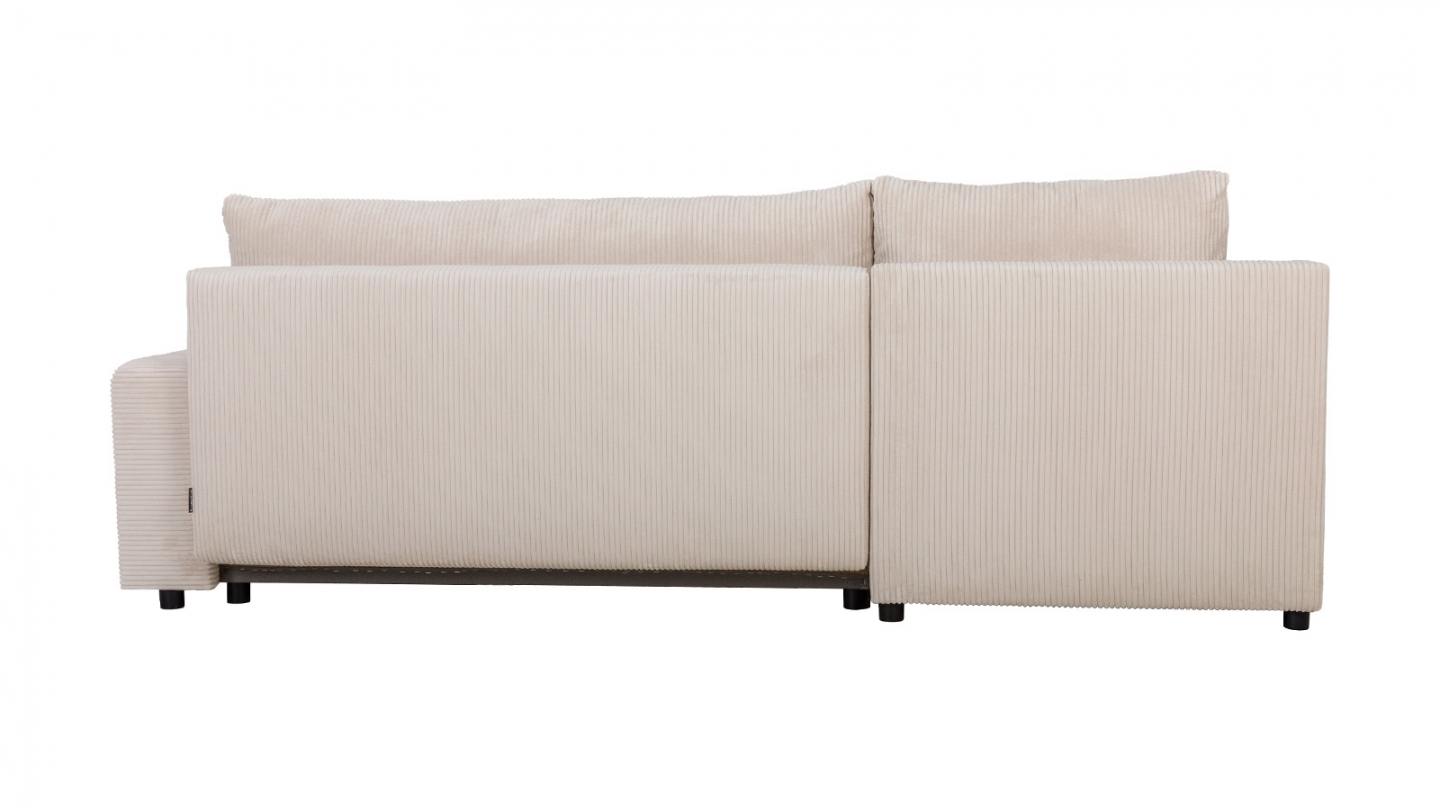 Canapé d'angle convertible réversible 4/5 places en velours côtelé beige - Malte