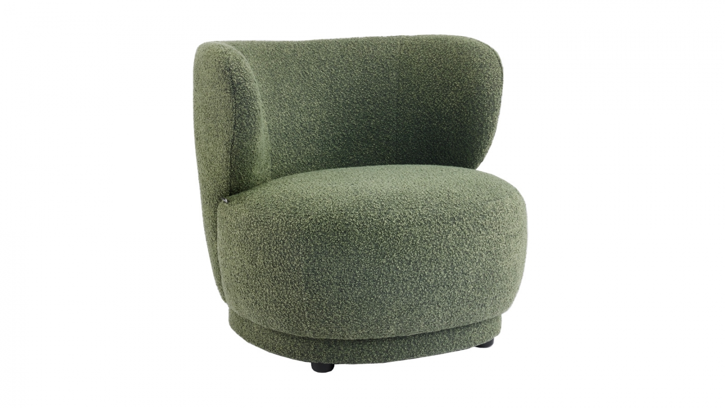 Fauteuil en tissu bouclette vert - Ester