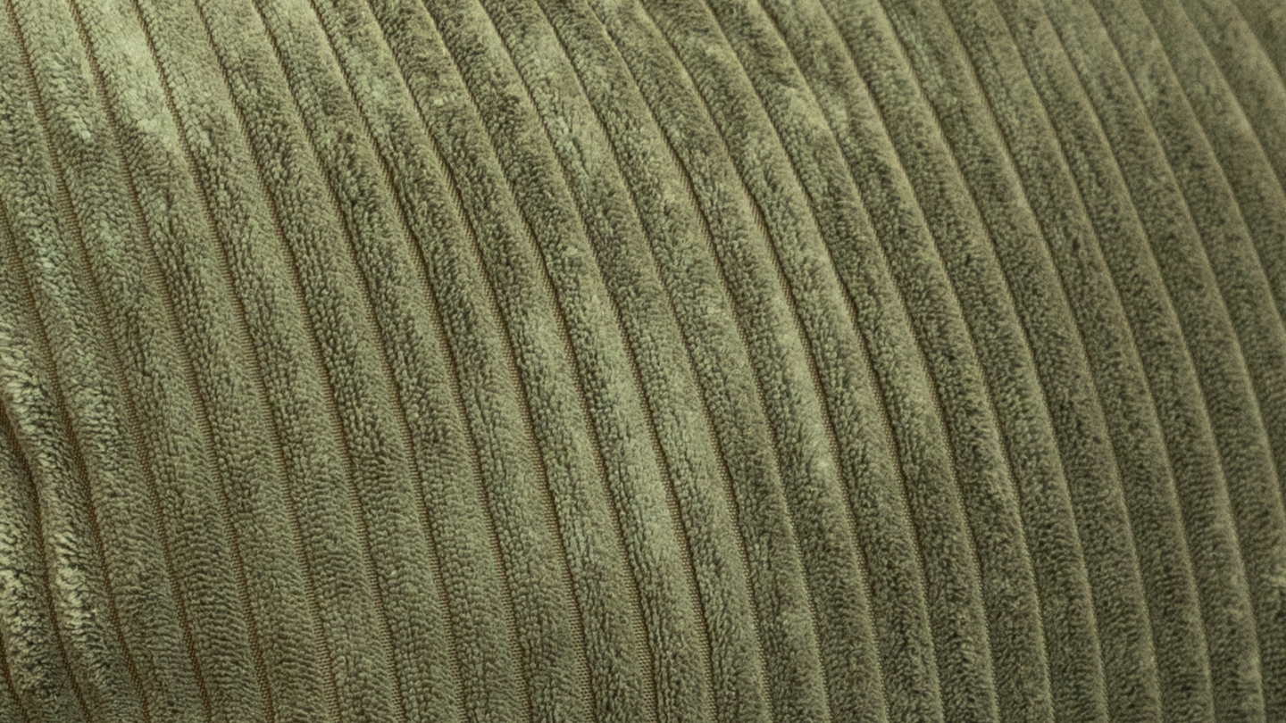 Pouf en velours côtelé vert kaki - Robin