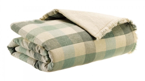 Plaid à imprimé vert thym 135 x 200 cm - Kate