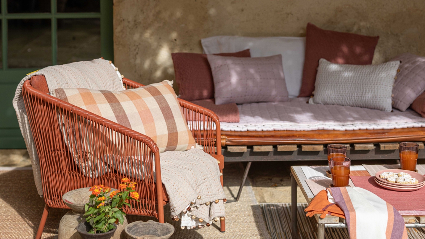 Coussin à imprimé terracotta 40 x 65 cm - Kate
