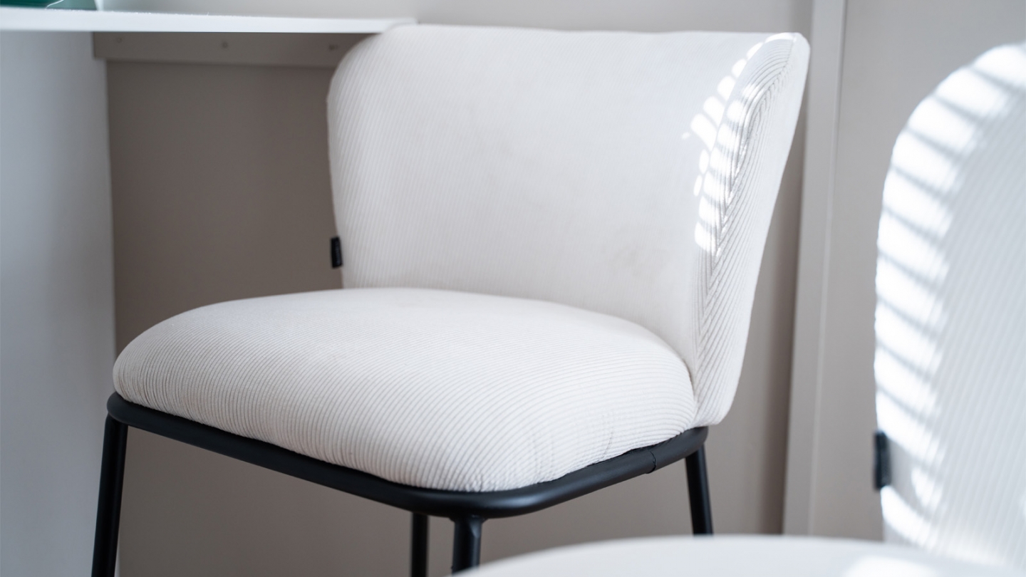 Lot de 2 tabourets de bar en velours côtelé beige - Toma