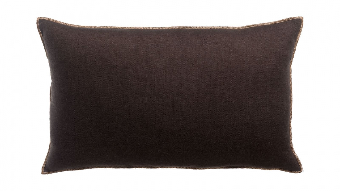 Coussin en lin gris ébène 30 x 50 cm - Zeff Celeste