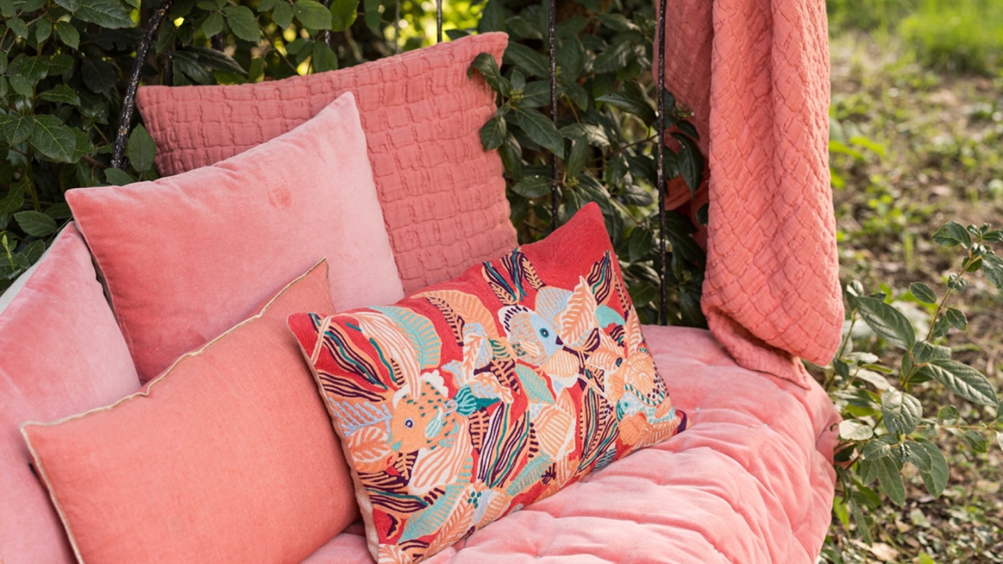 Coussin en lin pêche orange 30 x 50 cm - Zeff Celeste
