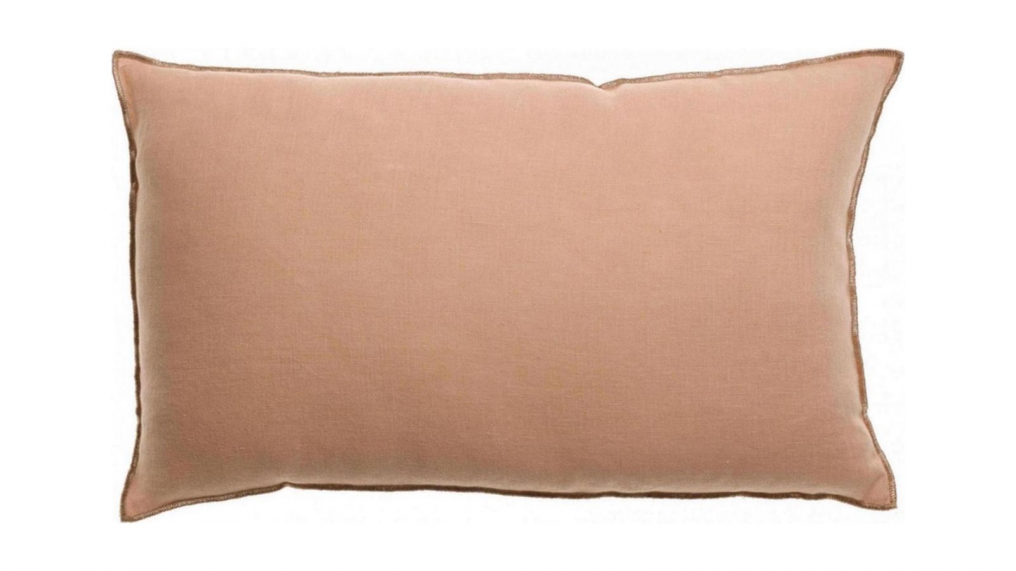 Coussin en lin rose dragée 30 x 50 cm - Zeff Celeste